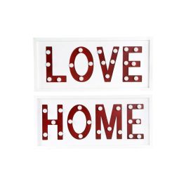 DKD Home Decor Decoración de Pared Urban Cartel LED Madera Blanco Rojo, Diseño Love Home, 4x22x48 cm (2 Unidades) Precio: 37.50000056. SKU: B1E5Z8SCXX