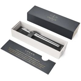 PARKER Urban Metro Metallic - Pluma Estilográfica, trazo M, Azul, en caja de regalo