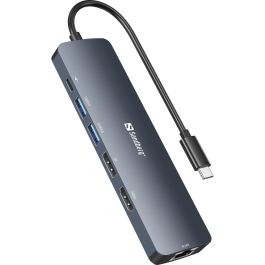 Sandberg USB-C Display Dock 8K para Conectar 2 Monitores Adicionales con Power Delivery (PD), Ethernet RJ45 y 2 puertos USB-A