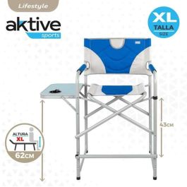 Silla plegable XL de director acero con bolsillo y mesita auxiliar 58x57x103cm Silla plegable XL de director acero con bolsillo y mesita auxiliar 58x57x103cm