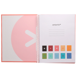 Antartik Cuaderno espiral A4 micro rosa claro, tapa forrada, 80h, 90 gr, cuadro 5mm, 4 taladros