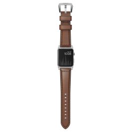 Nomad NM1A4RST00 Correa de Cuero Tradicional Marrón Hebilla Plata para Apple Watch Series 42mm 44mm 45mm 49mm