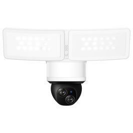 EUFY Floodlight E340 Cámara de Seguridad Exterior con Cable, Giro 360°, Doble Cámara, 2000 Lúmenes, Visión Nocturna, Activada por Movimiento, Wi-Fi