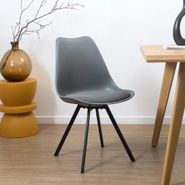 Home Deco Factory Silla Pp Con Cojín Atom Gris Contemporain Polipropileno Metal 52x47x82cm