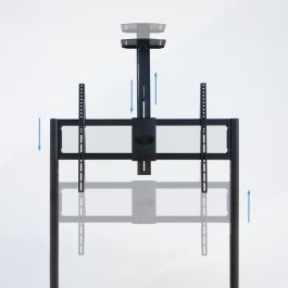 TooQ FS20208M-B Soporte de Suelo Móvil con Ruedas para TV 55-100", hasta 120kg. Altura Ajustable, Bandejas, Gestión de Cables, Acero Negro.