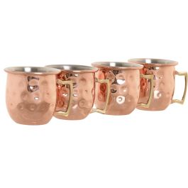 DKD Home Decor Tazas Cobrizo Inox Set de 4 Piezas 5 x 6 x 12 cm