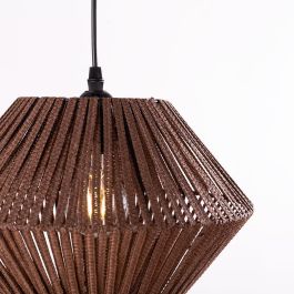 Lámpara Colgante Albert de Ratán SKD-P-2004 con Diseño de Rejilla Étnico, Luz Difusa Oscura para Salón, Comedor, Dormitorio
