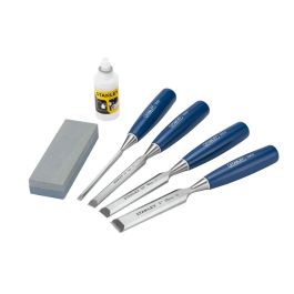 Stanley Cinceles de Madera 4 ABS, Set de 4 Piezas con Mango de Polipropileno, Incluye Aceite y Piedra
