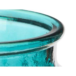 Giftdecor Jarrón de Cristal Boca Ancha Rayado Turquesa 20x25x20 cm (6 Unidades)