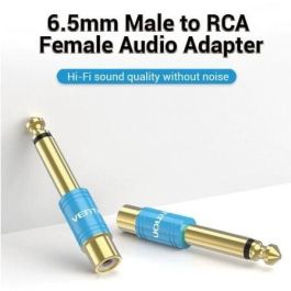 Vention VDD-C03 Adaptador de audio Jack 6.5mm Macho a RCA Hembra Bañado en oro Azul para mezcladores, proyectores y PC