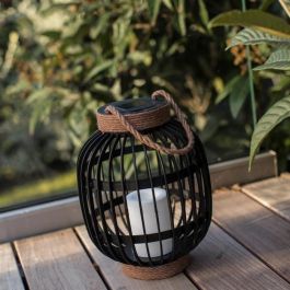 Lumisky LUM3760119730201 Farol Solar Decorativo FIDJY, 30 cm Alto, Mango Cuerda Efecto Vela, LED Blanco Cálido