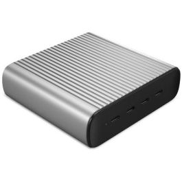 HYPER 245W GaN Cargador de Escritorio 4 Puertos USB-C, Carga Rápida, para Portátiles, Smartphones, Tabletas Negro y Plata