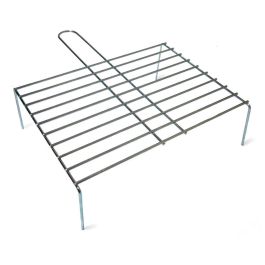 Gourmet Kitchen Parrilla simple con pie 30x27cm hierro zincado para barbacoa