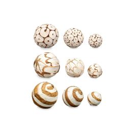 Set de 3 Bolas Decorativas Giftdecor - Madera y Fibra Natural, 14x31x10 cm, Blanco y Marrón (12 Unidades) Set de 3 Bolas Decorativas Giftdecor - Madera y Fibra Natural, 14x31x10 cm, Blanco y Marrón (12 Unidades)