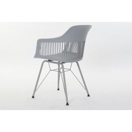 DKD Home Decor Silla Scandi Gris Claro de PP y Metal Acabado Mate Largo 53cm Alto 81cm Ancho 56cm Altura Asiento 44cm Desmontable