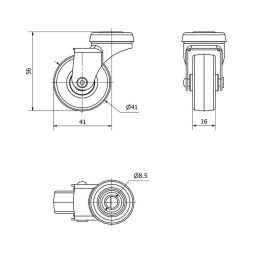 Ruedas Alex Rueda giratoria de goma gris carga máx. 17 kg ø 4 cm