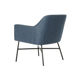 DKD Home Decor Sillon Scandi Azul Negro Poliéster Metal Desmontable. Medidas: 62x66x75 cm, Altura Asiento 47 cm.