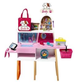 Barbie Tienda de Mascotas Playset con Muñeca, 4 Mascotas, 20+ Accesorios y Elementos Sensoriales que Cambian de Color