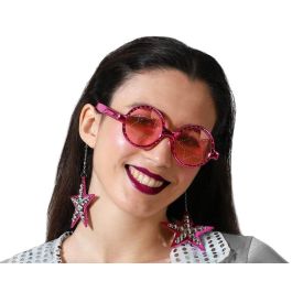 Gafas De Sol Redondas Fucsias Con Estrellas Glam Rock