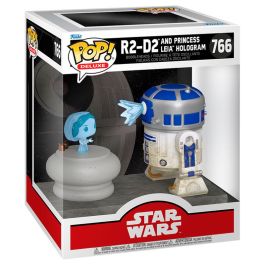 Funko Pop Deluxe Star Wars R2-D2 con Princesa Leia Holograma - Figura de Vinilo de 9cm
