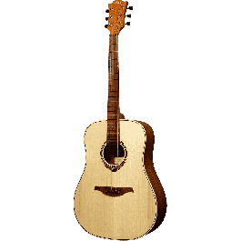 Lag Guitarra Acústica Dreadnought Natural Zurdos con Tapa de Abeto Engelmann Macizo y Fondo/Aros de Caoba Swietenia