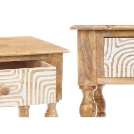 Giftdecor Mesa de Recibidor con 2 Cajones, Curvas, Natural y Blanco, 98x77x42 cm
