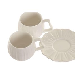 DKD Home Decor Tazas de Café de Porcelana Blanca, Set de 6 Piezas, 120ml, Apto Microondas y Lavavajillas, 7.5 x 5.5 x 10 cm
