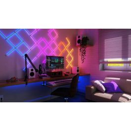 Nanoleaf Lines Squared Expansion Pack 3PK Luces LED Inteligentes Modulares RGBW para Decoración y Ambiente con Sincronización de Música y Pantalla