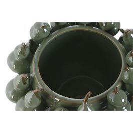 DKD Home Decor Jarrón Decorativo Tropical de Gres con Diseño de Calabaza, Color Verde, Medidas: Ancho 30 cm, Alto 23 cm, Profundidad 30 cm