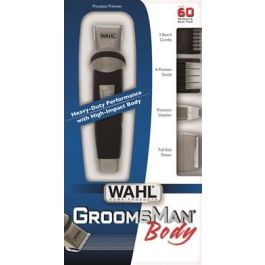 Wahl 9953-1016 Afeitadora Corporal y Barba Groomsman Body con y sin Cable, Autonomía 60 min, Precisión 1-12mm, Cabezal Giratorio 12 Posiciones, Cuchillas Carbono