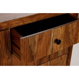 DKD Home Decor Aparador Ondulado acacia Colonial alpino Marron Claro Negro 100 x 40 x 77 cm 3 Cajones 1 Puerta Acacia