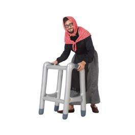 Andador Hinchable Gris - Accesorio para Disfraz de Abuela, Abuelo o Personaje Cómico - Ideal para Carnaval y Fiestas Temáticas