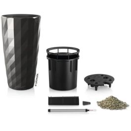 Lechuza LEC4008789157034 Macetero Diamante Premium - juego completo, antracita metalizado