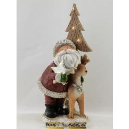 DKD Home Decor Figura Navidad Moderna LED Resina Rojo Azul 15.5 x 28 x 15.5 cm (Pack de 2 Unidades)