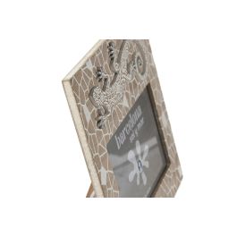 DKD Home Decor Marco de Fotos Boho Natural Blanco 20 x 19 x 1 cm (4 Unidades)
