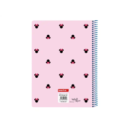 Safta Cuaderno Espiral Nalve Tapa Extradura Cuarto 80 Hojas Cuadro 4 mm Minnie Mouse