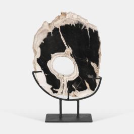 DKD Home Decor Figura Balines Indonesia 1c24 Negro Blanco 11 x 40 x 30 cm Fosil y Madera