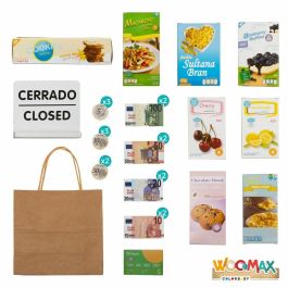 Woomax Supermercado de Madera con 25 Accesorios y Caja Registradora Eléctrica 48x30xh70 cm