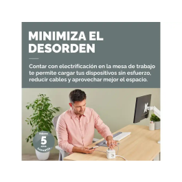 Fellowes Regleta con Interruptor y 3 Tomas, 1 USB-A + 2 USB-C, Cable 2m, Blanca. Ref: 100137168