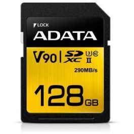 ADATA Tarjeta de Memoria SDXC UHS-II U3 Class 10 de 128GB, Velocidad Lectura 290MB/s, Escritura 260MB/s, Negra y Oro Precio: 127.50000021. SKU: B1GYFDRA96