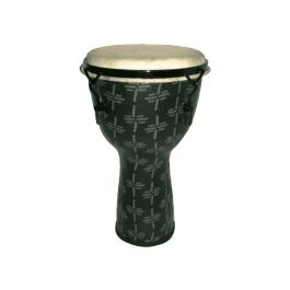 Tanga Djembe de 9.5 pulgadas, construido en fibra, color gris claro, decorado con motivos abstractos Precio: 105.94999943. SKU: B18F8RWYD5