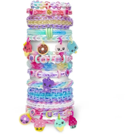 Bandai Rainbow Loom Kit para Hacer Pulseras Automáticas con Bandas Elásticas - 4000 Bandas Elásticas, Beadmojis