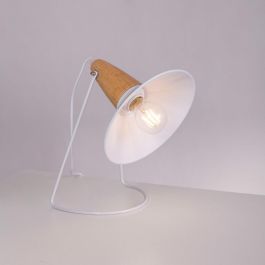 Lámpara de Mesa SKD-T1013, Metal y Madera, Diseño Moderno, Interruptor Cable, compatible Bombilla LED E27 para Salón Dormitorio Oficina.
