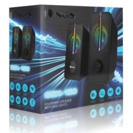 NGS Altavoces GSX-150 2.0 12W con Luces LED RGB Negros para PC/Mac y otros dispositivos, Plug and Play