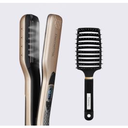 Plancha de pelo a vapor - SAINT ALGUE - Set de regalo Demeliss TITANIUM SMOOTH RITUAL - Cepillo desenredante - Dorado