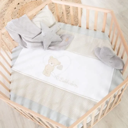 Roba Parque infantil hexagonal - Altura regulable - Base extraíble - 6 ruedas con freno - Madera natural - Diseño de osito de peluche