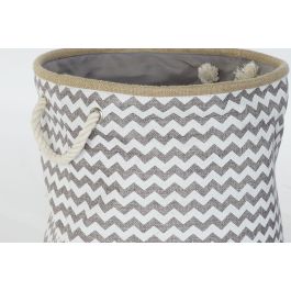 DKD Home Decor Cesta Boho Gris Blanco 38 x 45 x 38 cm Poliéster Yute Zig Zag