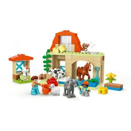LEGO 10416 DUPLO My Town Cuidando Animales de Granja, Juguete Educativo para Bebés, Incluye Casa y Minifiguras de Caballos