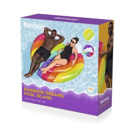 Bestway Isla Flotante Hinchable Arcoiris 175x163 cm Playa y Piscina 43722