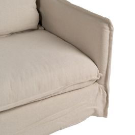 Sofá 3 Plazas Crema Tejido-Madera 200 X 95 X 85 cm